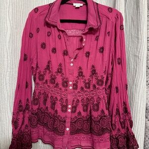 Pink Sundance embroidered top size large